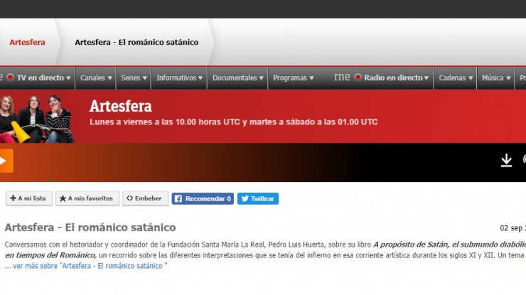 Captura del pantalla de la web de RTVE a la carta en la que se visualiza el programa